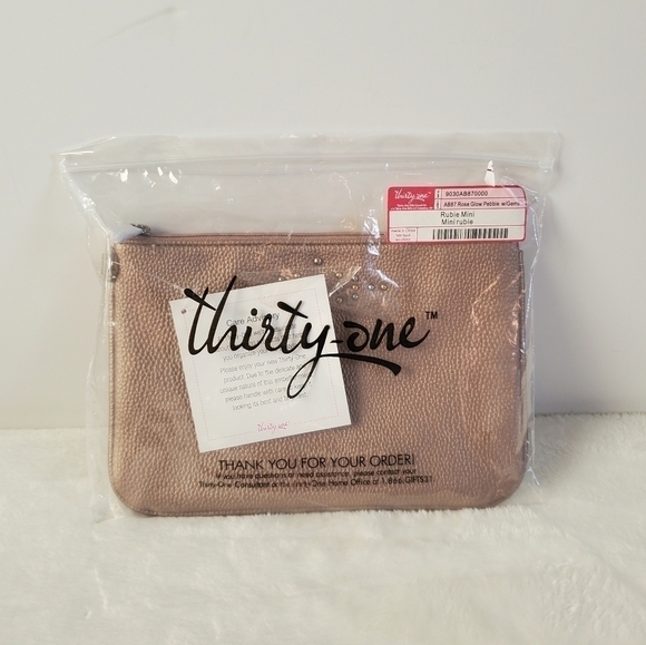 Jewell By Thirty-One Rubie Mini Rose Glow Pebble Gems Clutch Pouch NWT - Picture 4 of 15